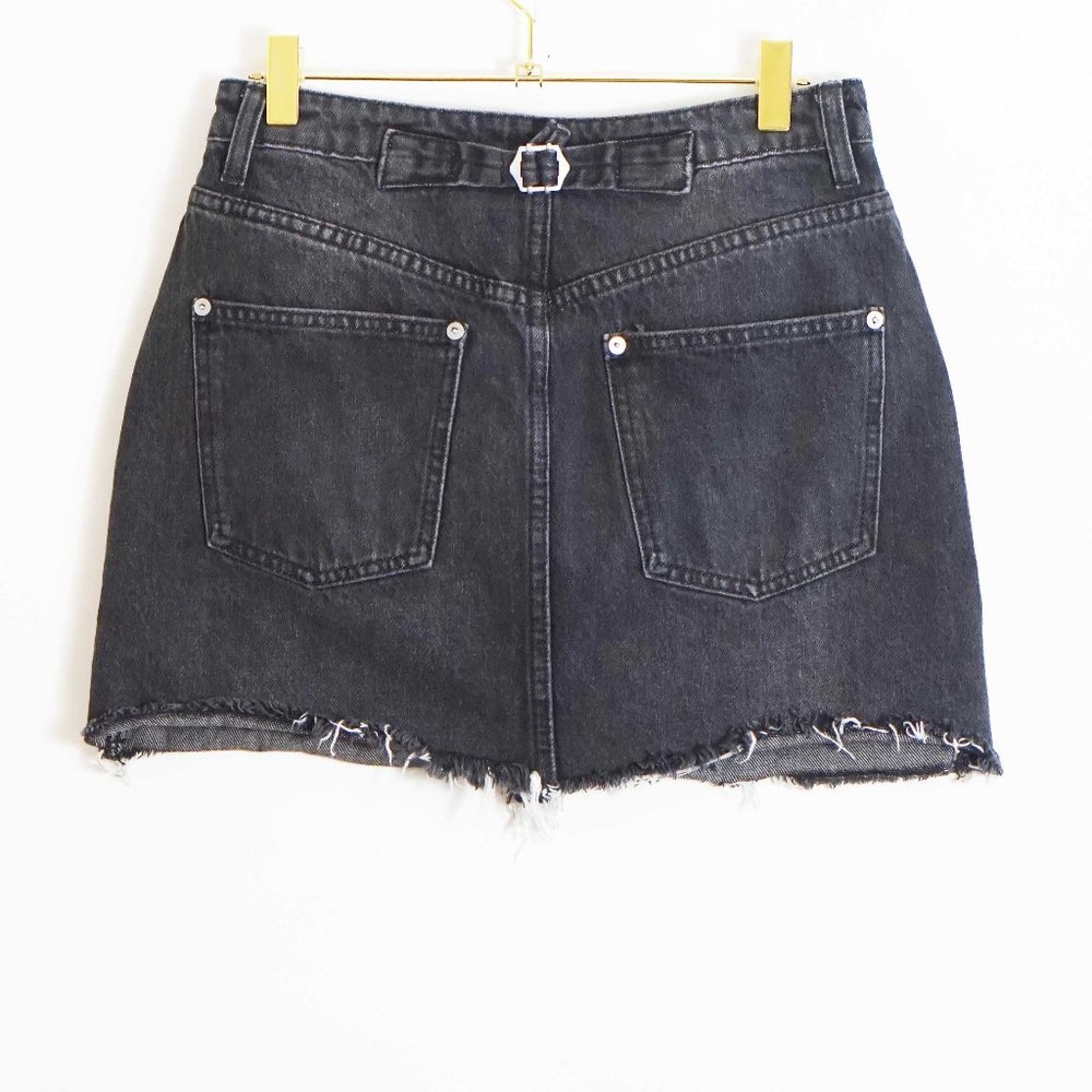 Free People Rugged A-Line Black Denim Mini Skirt - Picture 5 of 6